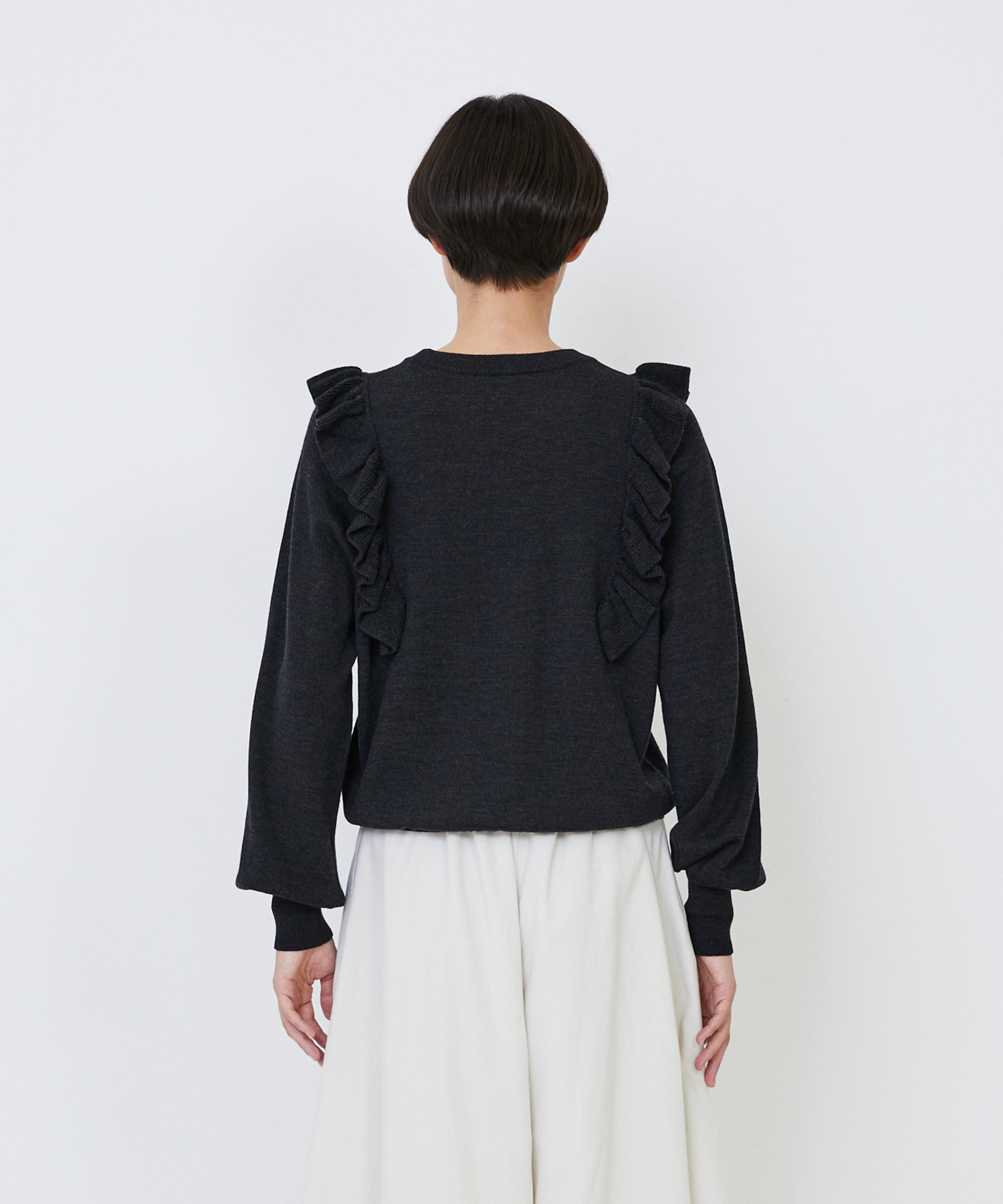 【LOISIR】｜2BUY10%OFF・3BUY20%OFF｜ウール梳毛天竺フリルプルオーバー 詳細画像 チャコールグレー 22