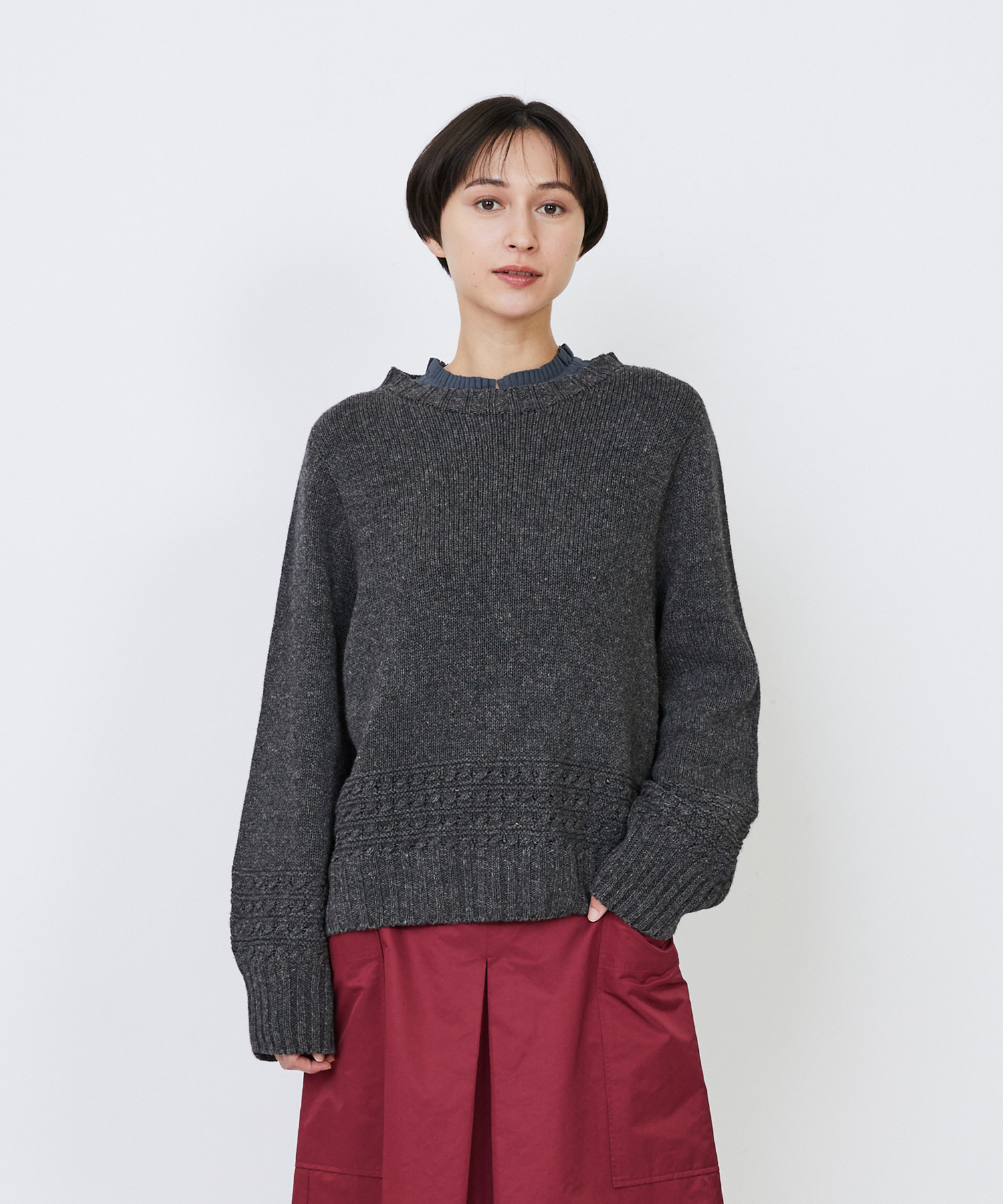 【LOISIR】｜2BUY10%OFF・3BUY20%OFF｜リネンウールホールガーメントプルオーバー 詳細画像 グレー 1