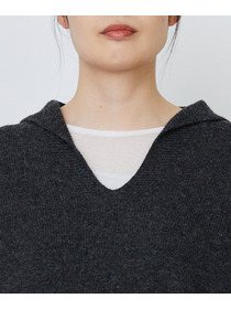 【LOISIR】【11月お気に入り登録ブランド内5位】ホールガーメントカシミヤ混天竺セーラーカラープルオーバー 詳細画像 チャコールグレー 16