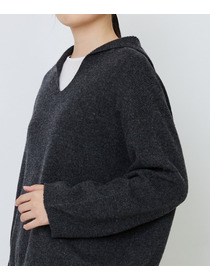 【LOISIR】【11月お気に入り登録ブランド内5位】ホールガーメントカシミヤ混天竺セーラーカラープルオーバー 詳細画像 チャコールグレー 18