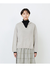 【LOISIR】【11月お気に入り登録ブランド内5位】ホールガーメントカシミヤ混天竺セーラーカラープルオーバー 詳細画像 チャコールグレー 6