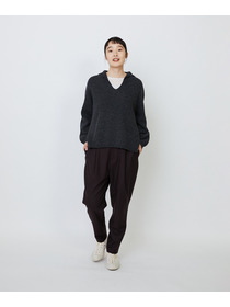 【LOISIR】【11月お気に入り登録ブランド内5位】ホールガーメントカシミヤ混天竺セーラーカラープルオーバー 詳細画像 チャコールグレー 9