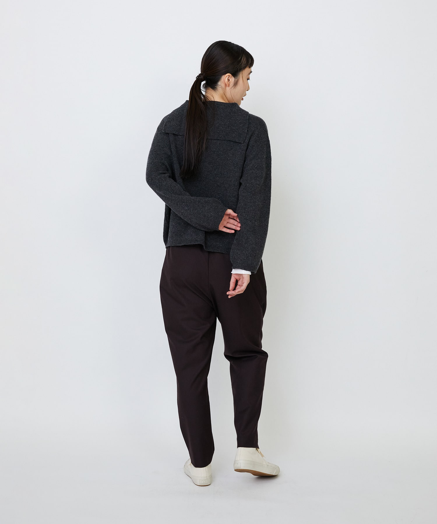 【LOISIR】【11月お気に入り登録ブランド内5位】ホールガーメントカシミヤ混天竺セーラーカラープルオーバー 詳細画像 チャコールグレー 12