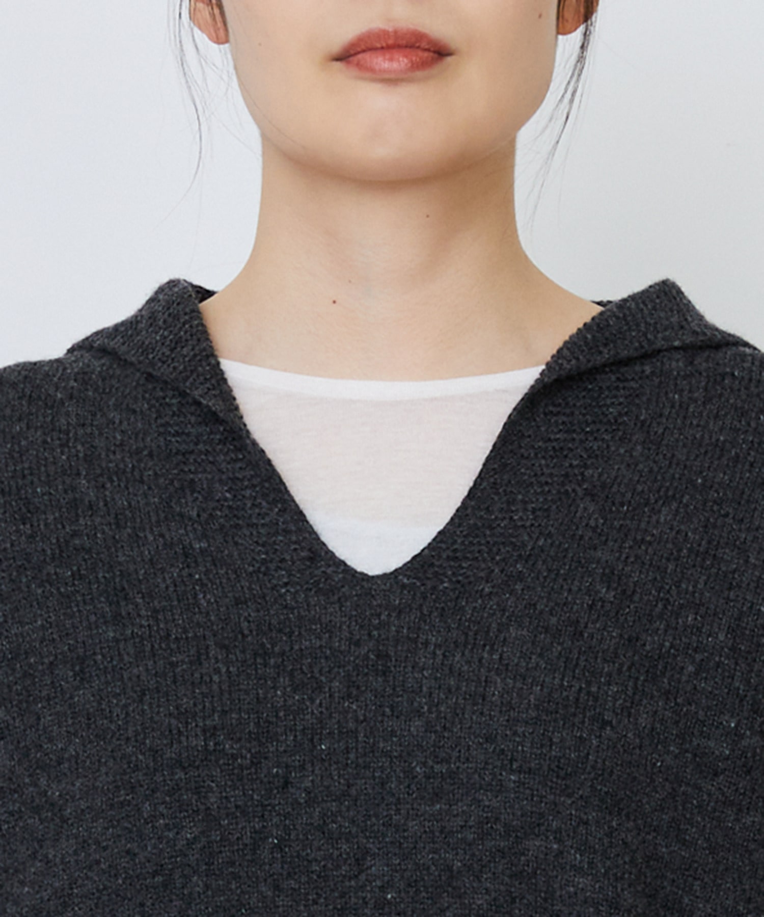 【LOISIR】【11月お気に入り登録ブランド内5位】ホールガーメントカシミヤ混天竺セーラーカラープルオーバー 詳細画像 チャコールグレー 16