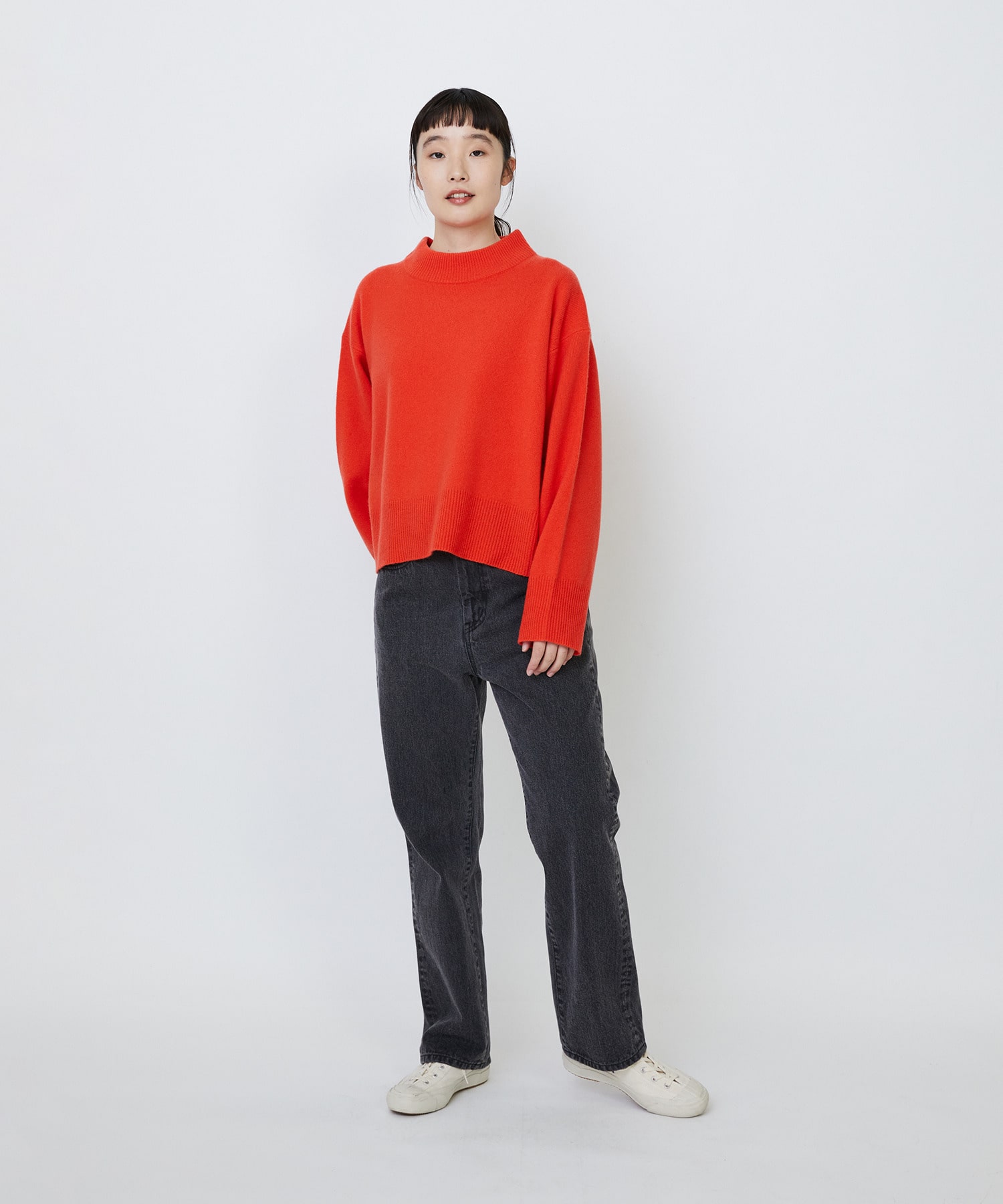 【LOISIR】メリノウール天竺モックネックプルオーバー 詳細画像 ネイビー 10