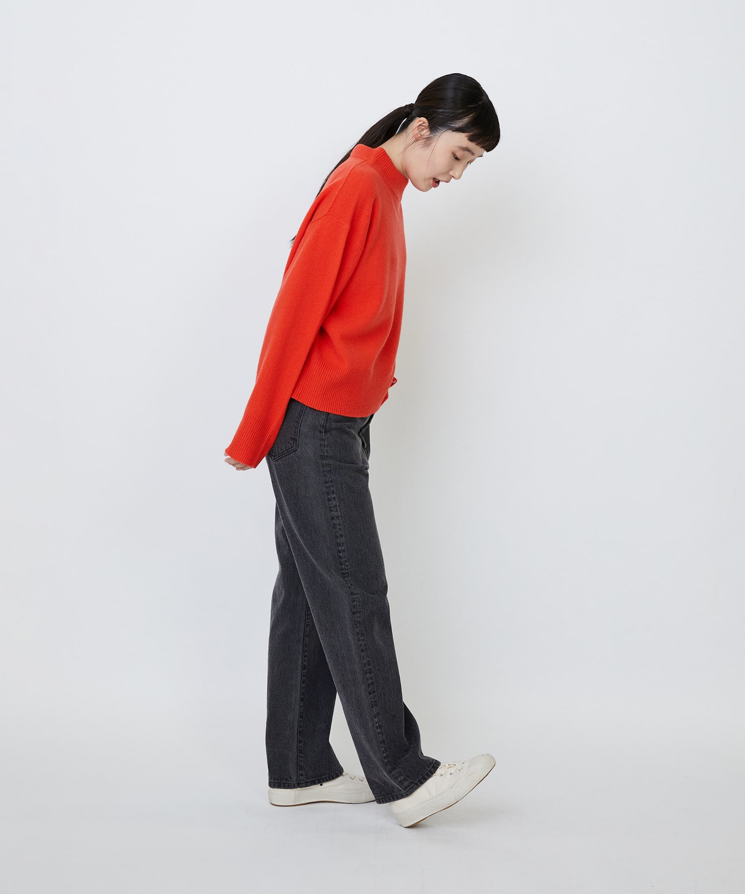 【LOISIR】メリノウール天竺モックネックプルオーバー 詳細画像 ネイビー 11