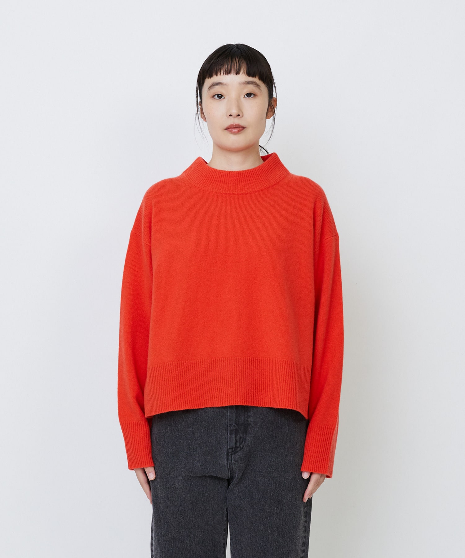 【LOISIR】メリノウール天竺モックネックプルオーバー 詳細画像 ネイビー 13