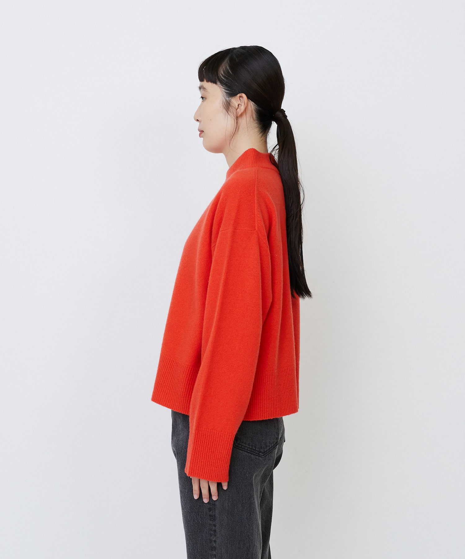 【LOISIR】メリノウール天竺モックネックプルオーバー 詳細画像 ネイビー 14