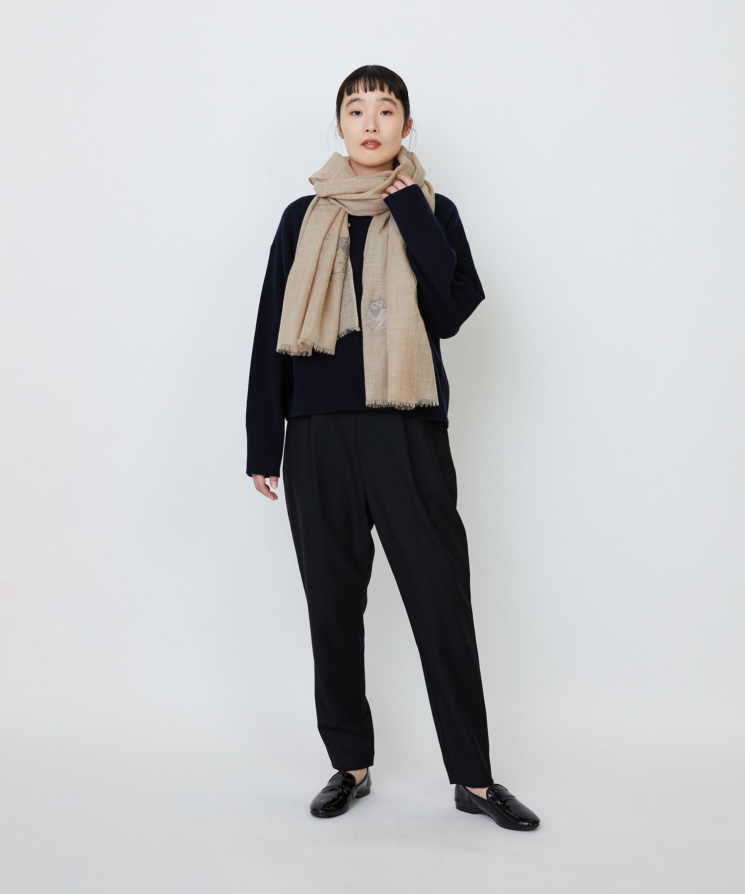 【LOISIR】メリノウール天竺モックネックプルオーバー 詳細画像 ネイビー 18