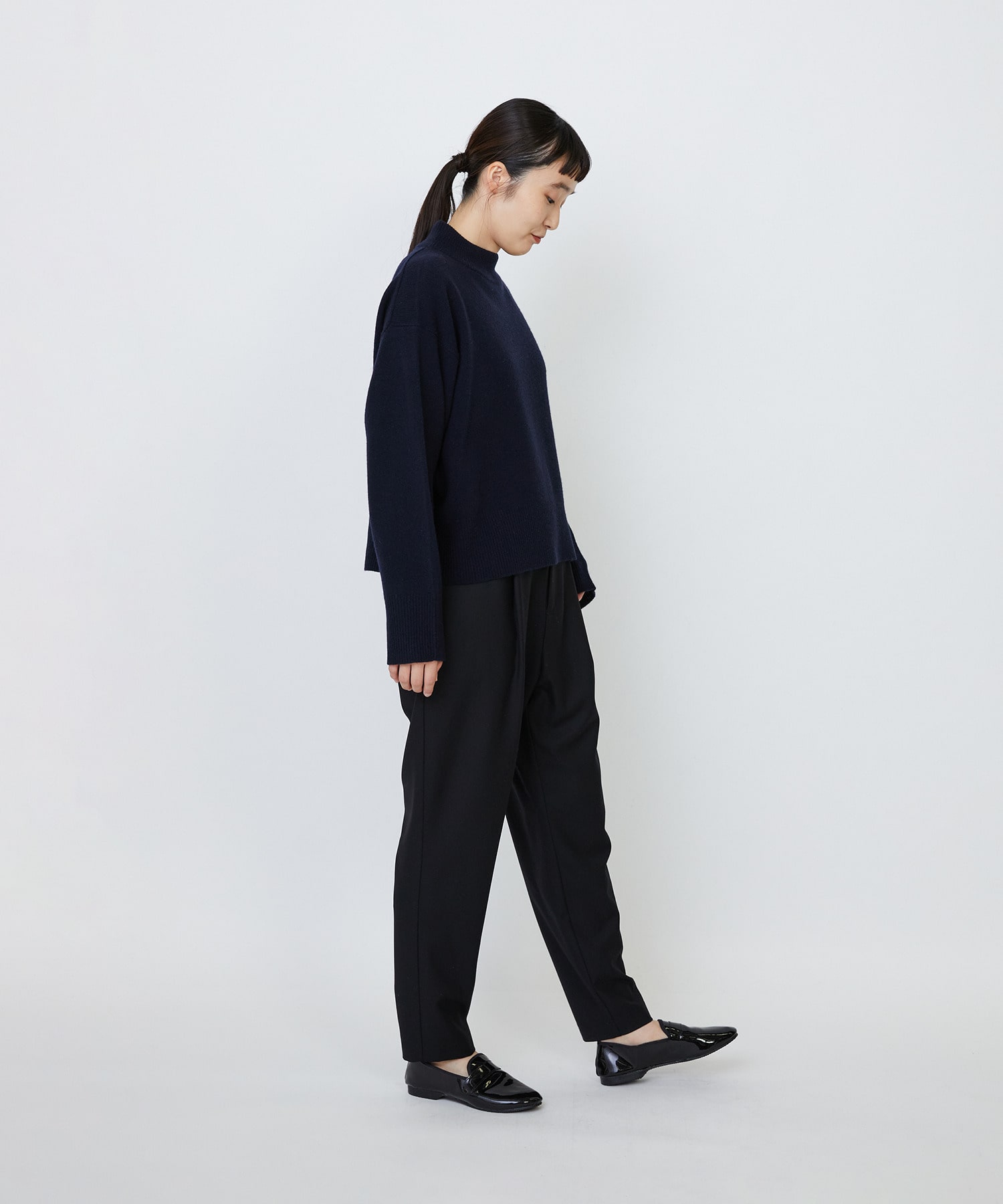 【LOISIR】メリノウール天竺モックネックプルオーバー 詳細画像 ネイビー 20