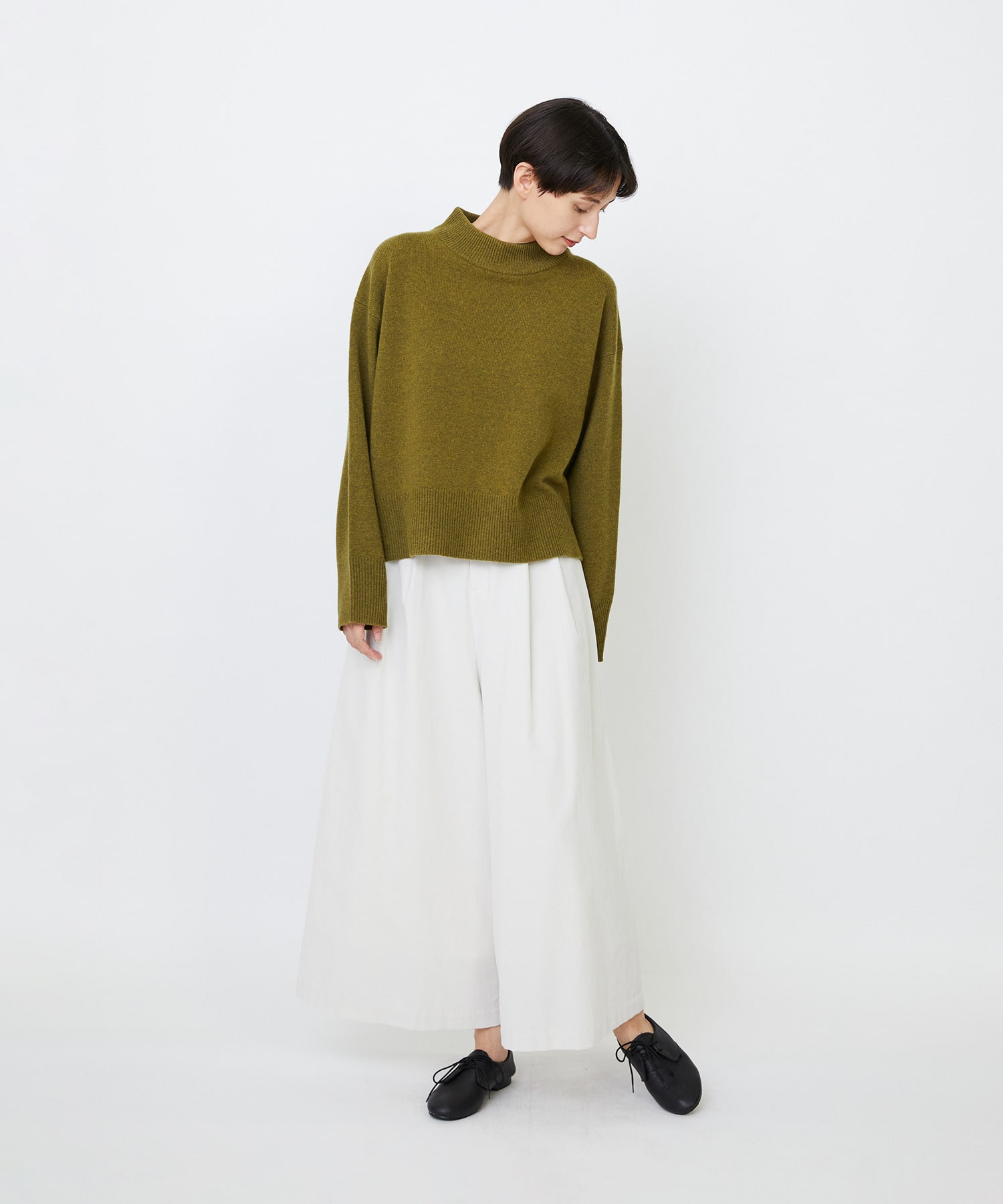 【LOISIR】メリノウール天竺モックネックプルオーバー 詳細画像 ネイビー 25