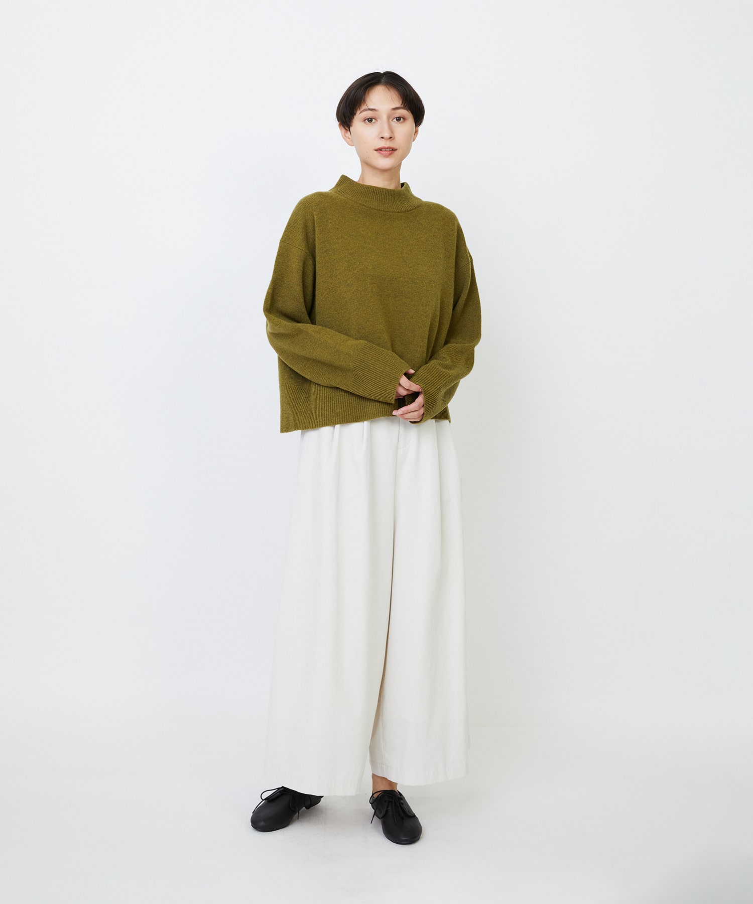 【LOISIR】メリノウール天竺モックネックプルオーバー 詳細画像 ネイビー 26