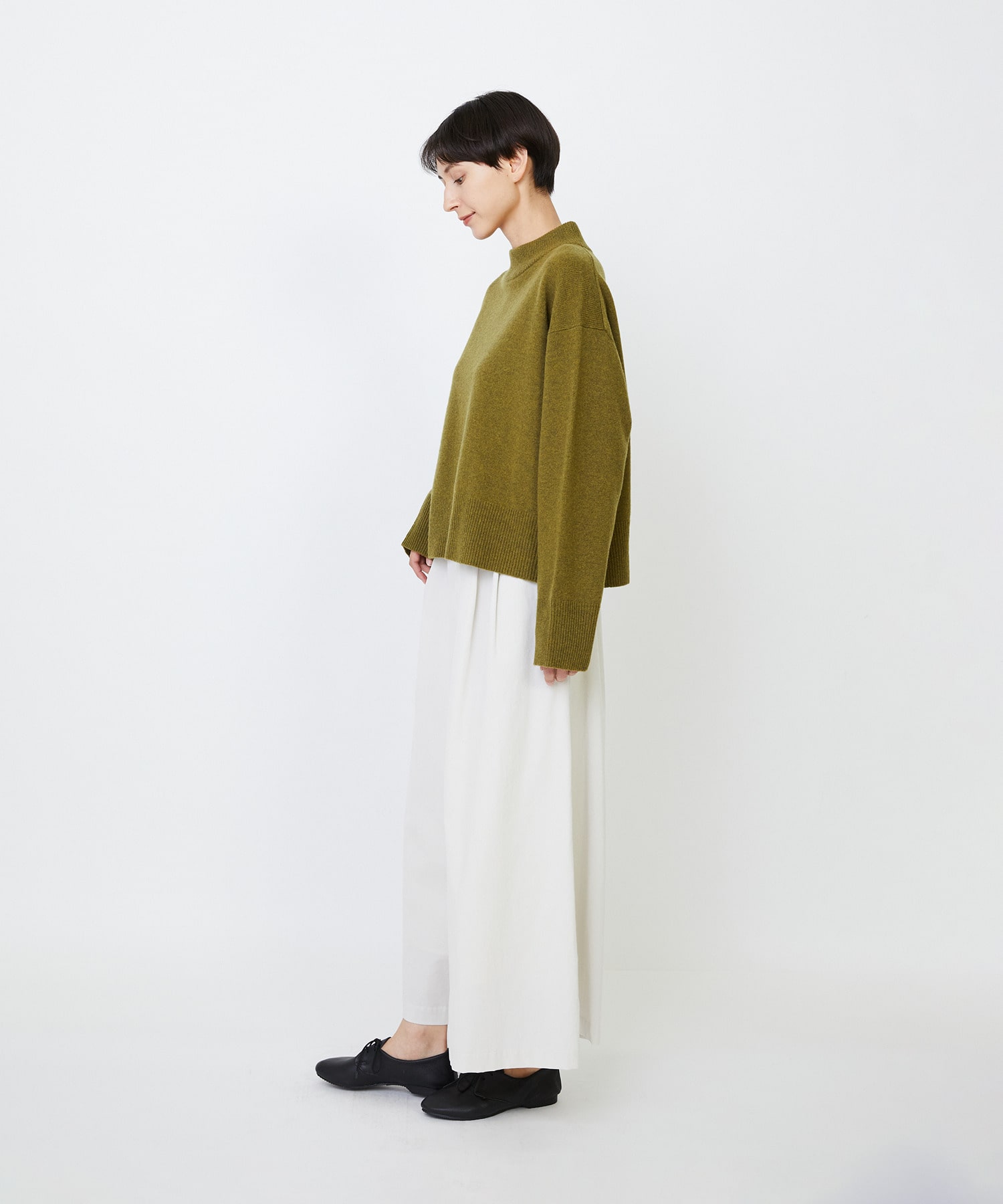 【LOISIR】メリノウール天竺モックネックプルオーバー 詳細画像 ネイビー 27