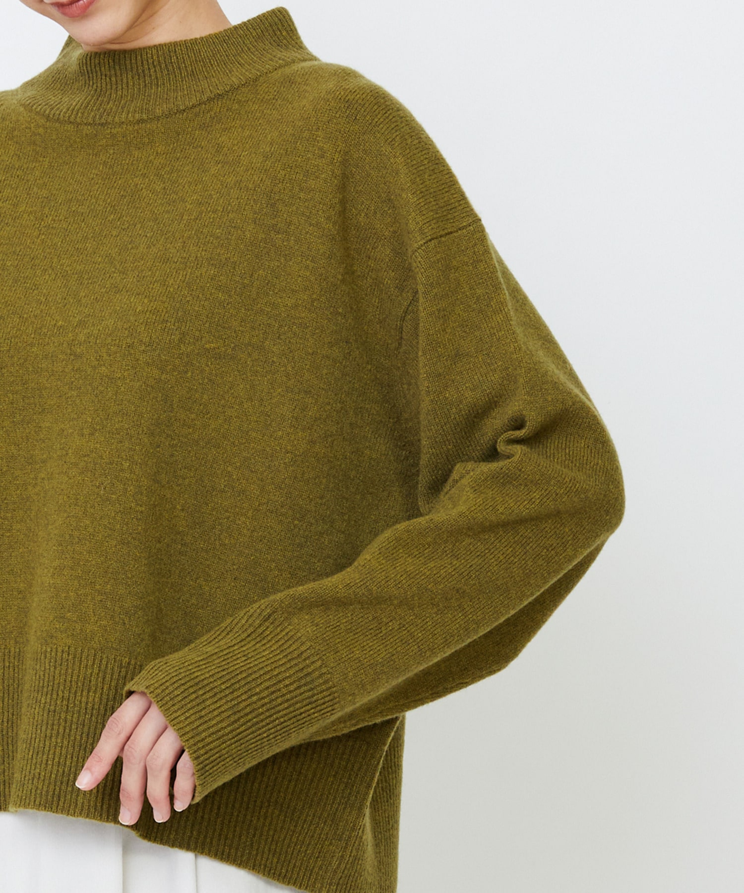 【LOISIR】メリノウール天竺モックネックプルオーバー 詳細画像 ネイビー 34