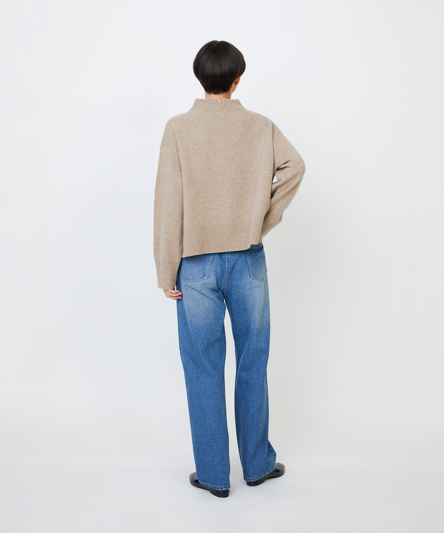 【LOISIR】メリノウール天竺モックネックプルオーバー 詳細画像 ネイビー 4