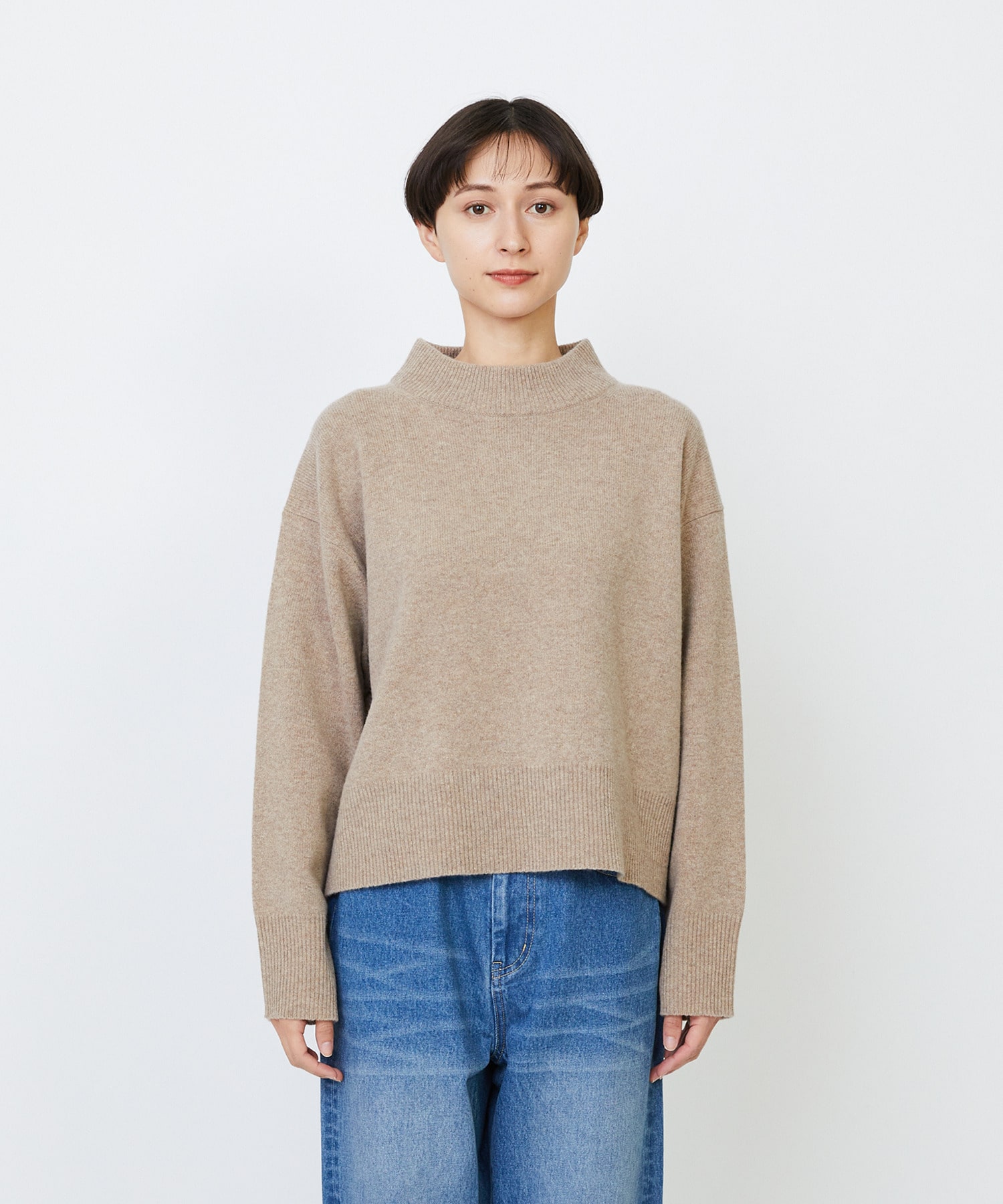 【LOISIR】メリノウール天竺モックネックプルオーバー 詳細画像 ネイビー 5