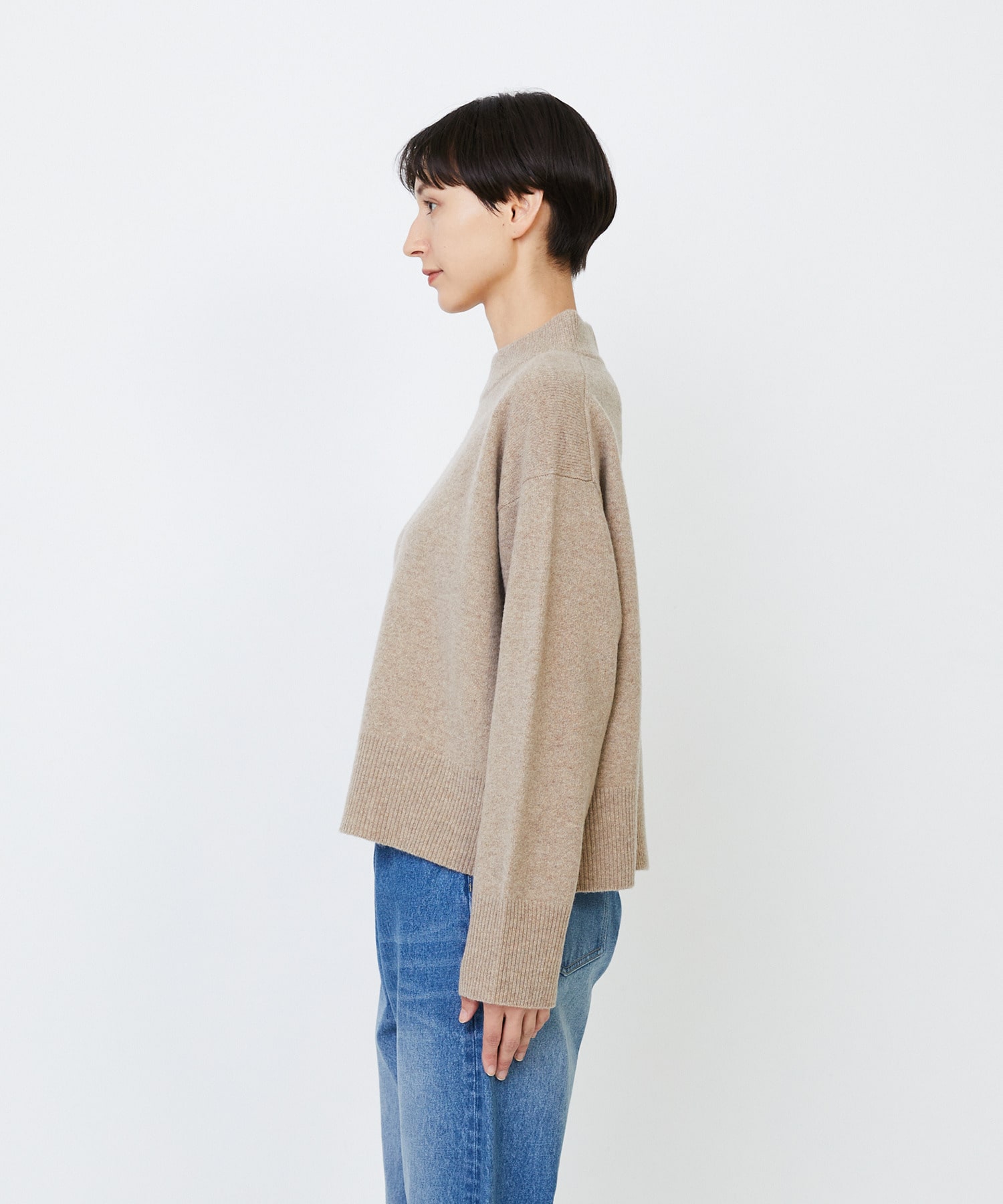 【LOISIR】メリノウール天竺モックネックプルオーバー 詳細画像 ネイビー 6