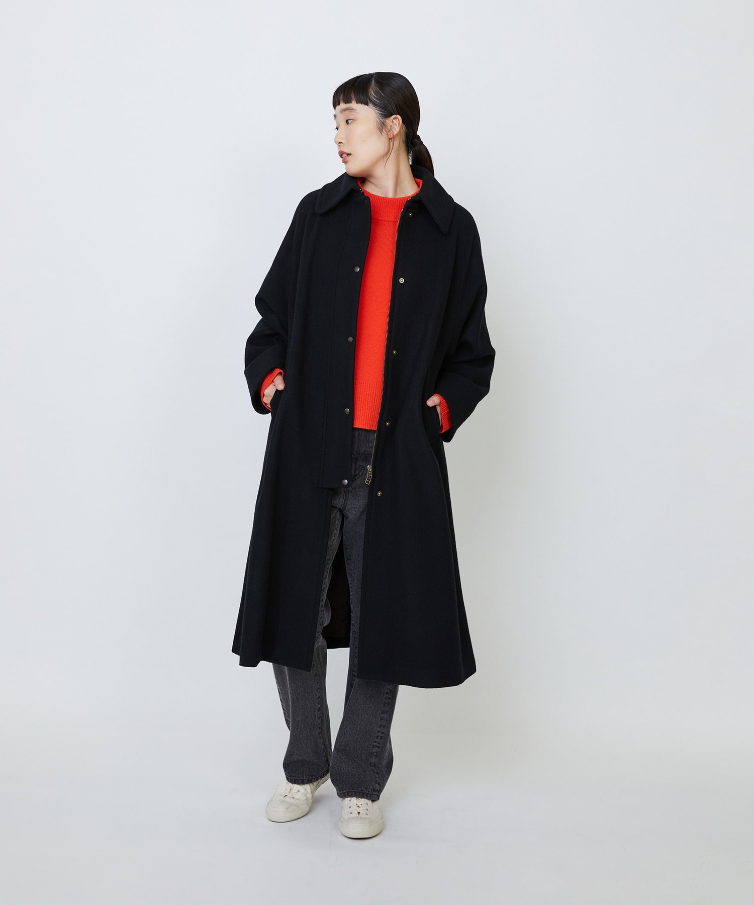 【LOISIR】メリノウール天竺モックネックプルオーバー 詳細画像 ネイビー 8