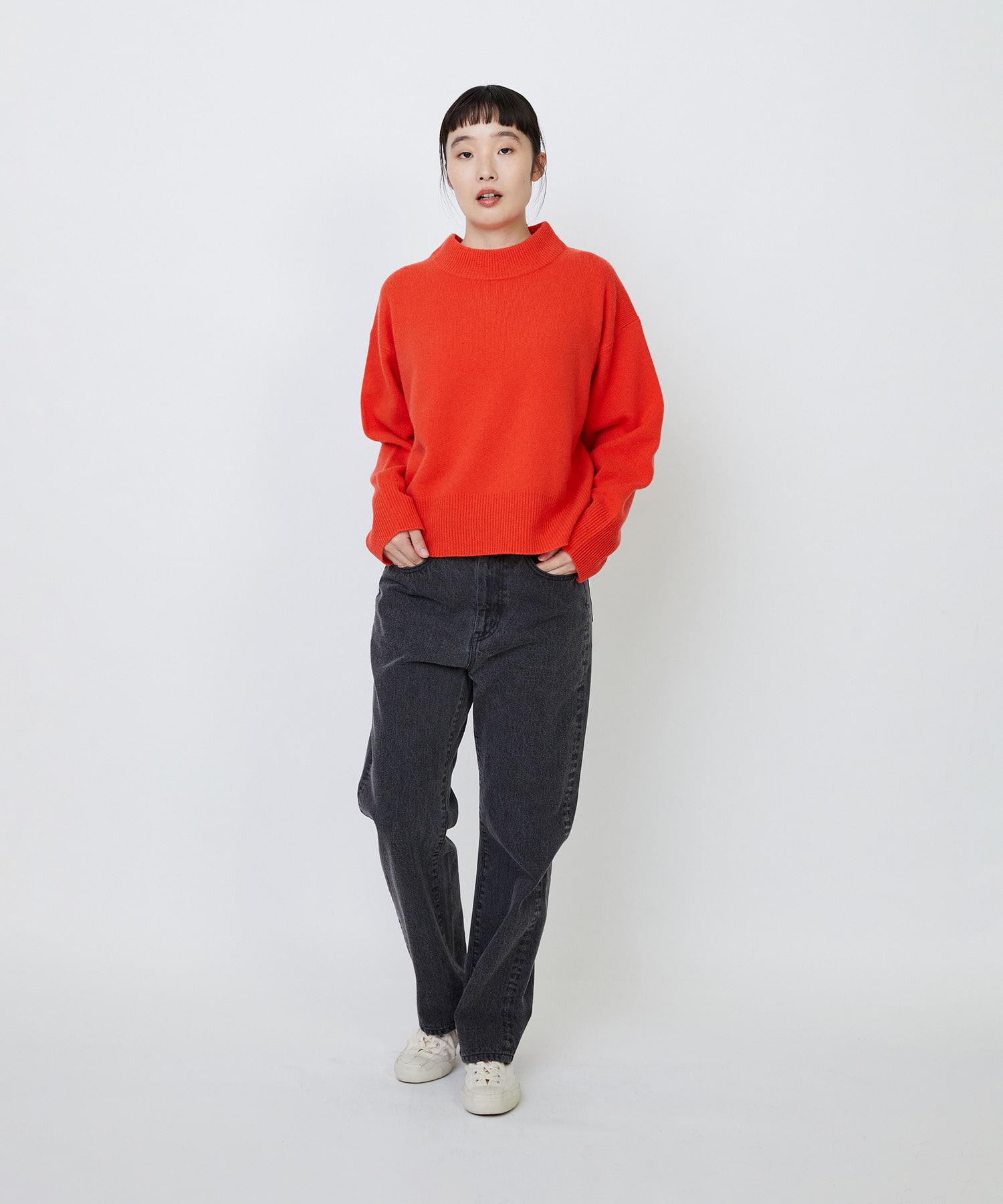 【LOISIR】メリノウール天竺モックネックプルオーバー 詳細画像 ネイビー 9