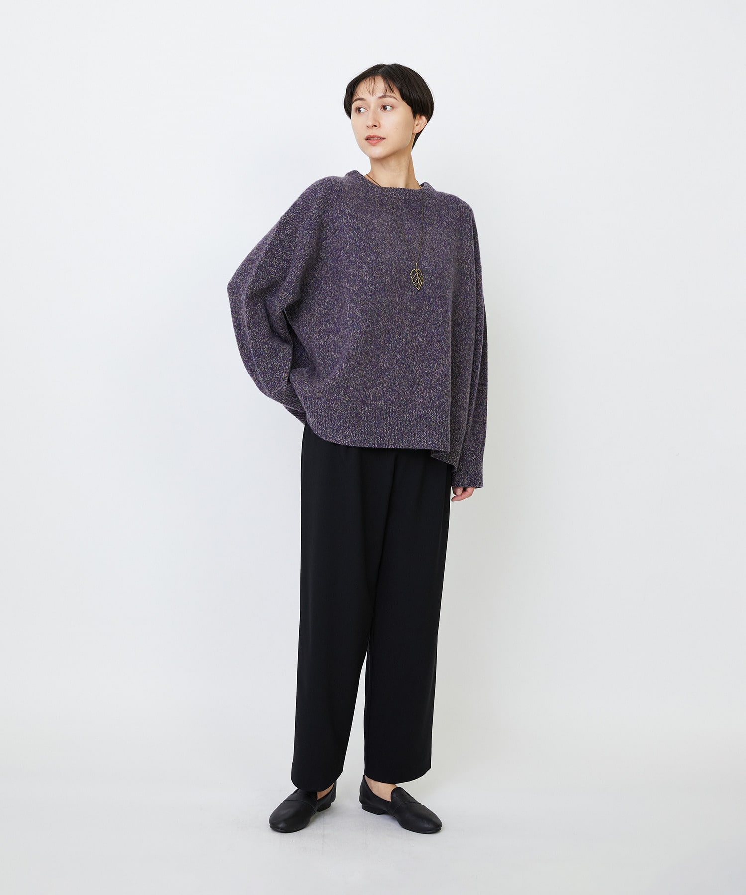 【LOISIR】メリノウール撚り杢天竺プルオーバー 詳細画像 パープル系その他 8