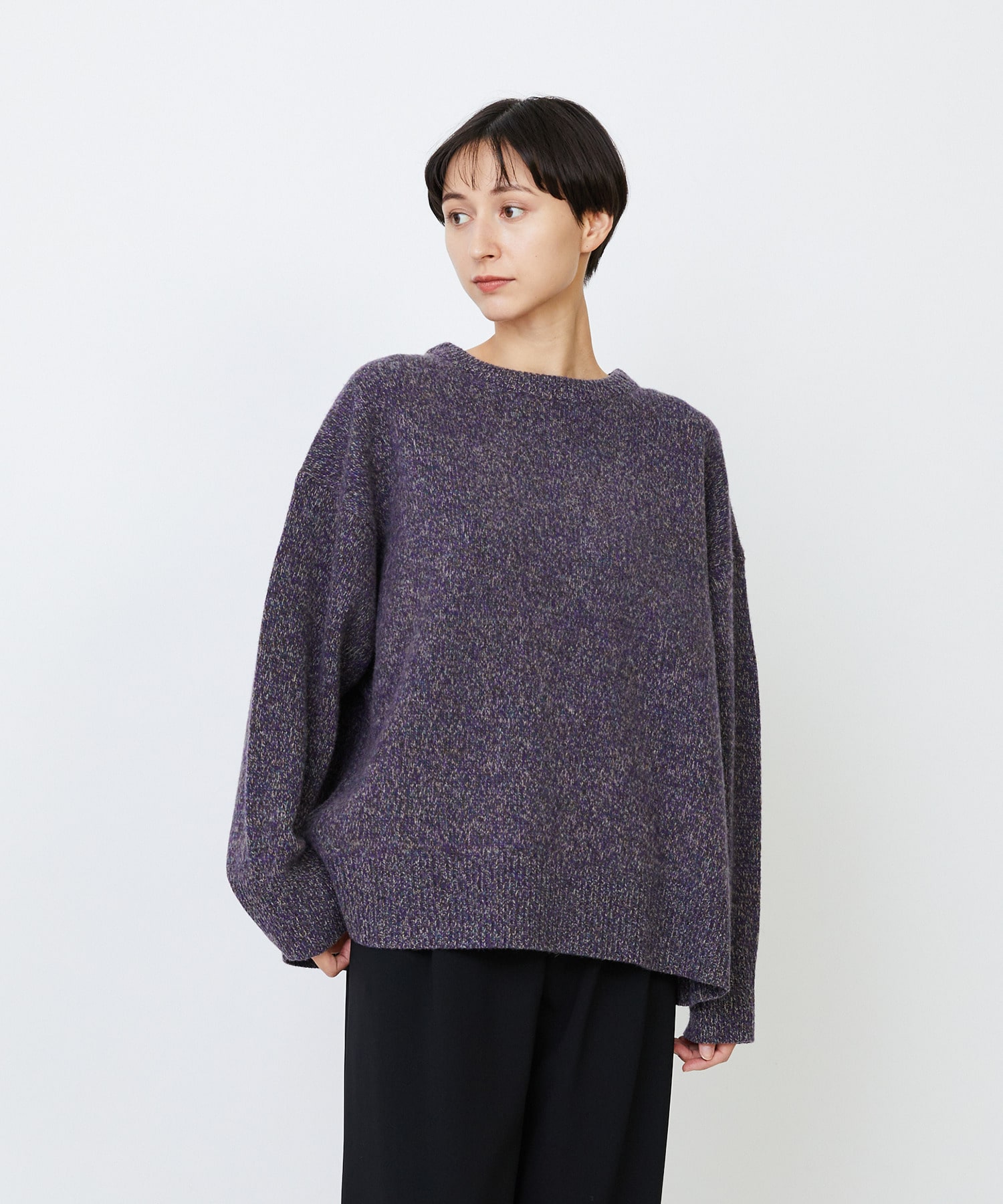 【LOISIR】メリノウール撚り杢天竺プルオーバー 詳細画像 パープル系その他 1