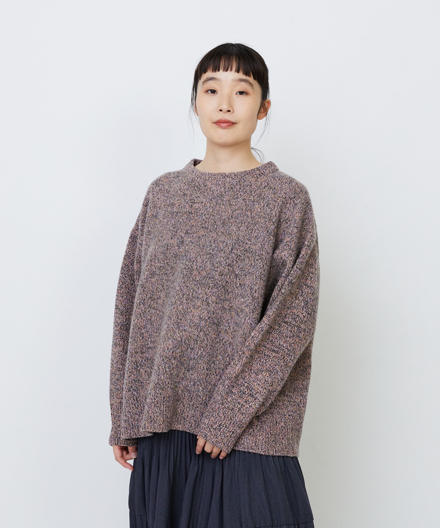 【LOISIR】メリノウール撚り杢天竺プルオーバー 詳細画像 ピンク系その他 1