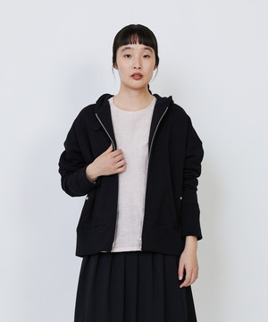 【LOISIR】｜2BUY10%OFF・3BUY20%OFF｜度詰め裏毛ジップフーディ 詳細画像 ブラック 1