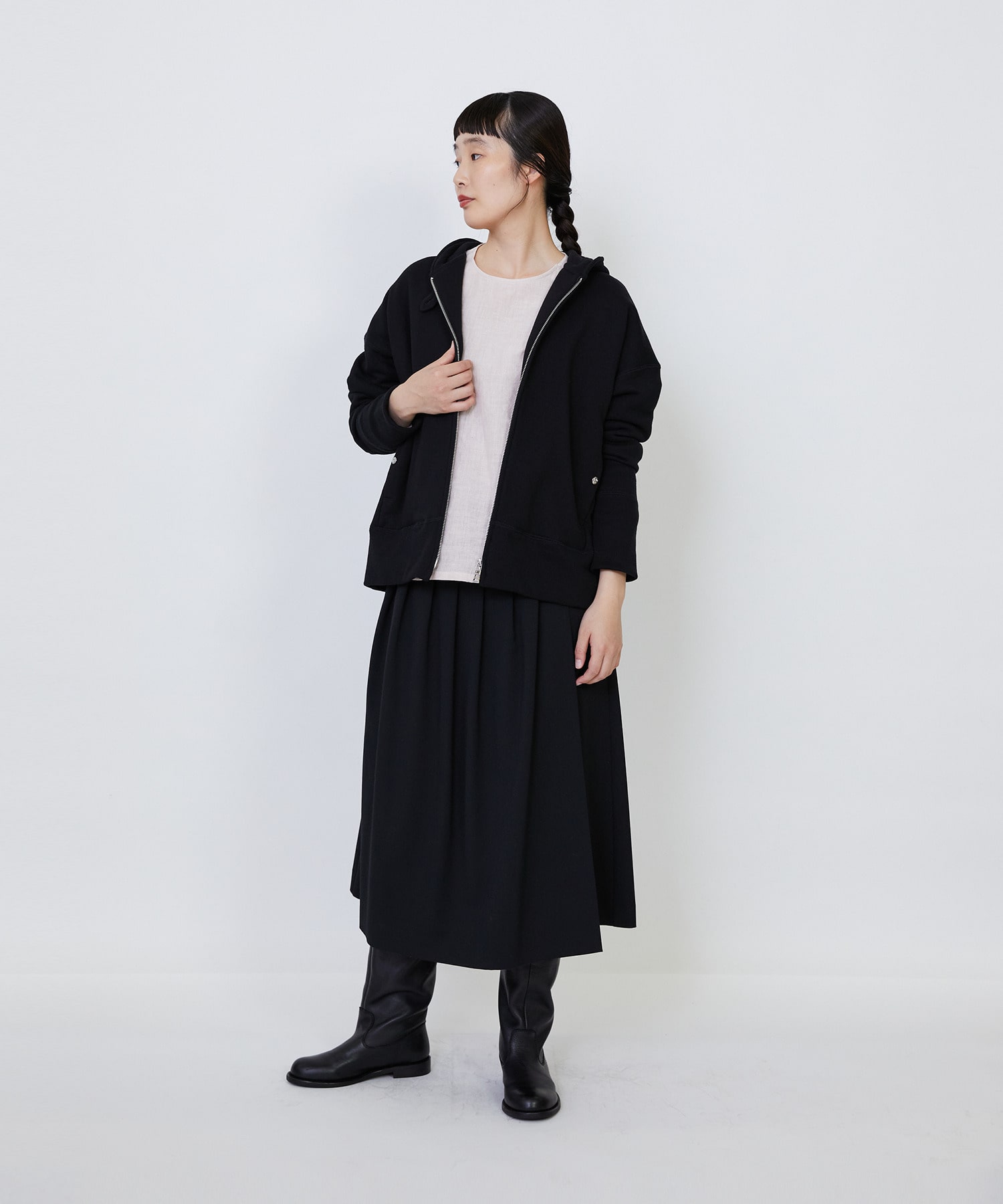 【LOISIR】｜2BUY10%OFF・3BUY20%OFF｜度詰め裏毛ジップフーディ 詳細画像 ブラック 10