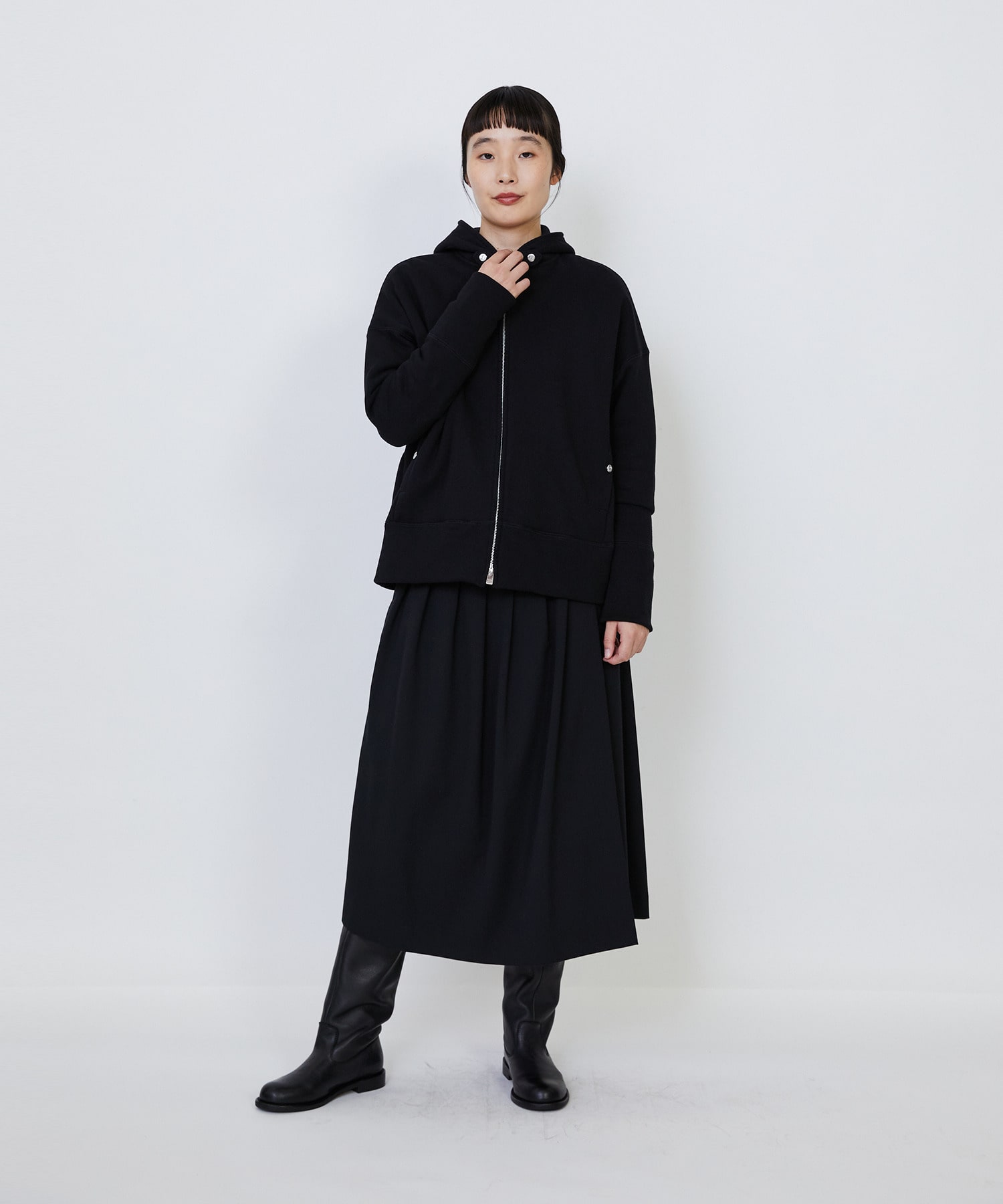 【LOISIR】｜2BUY10%OFF・3BUY20%OFF｜度詰め裏毛ジップフーディ 詳細画像 ブラック 12