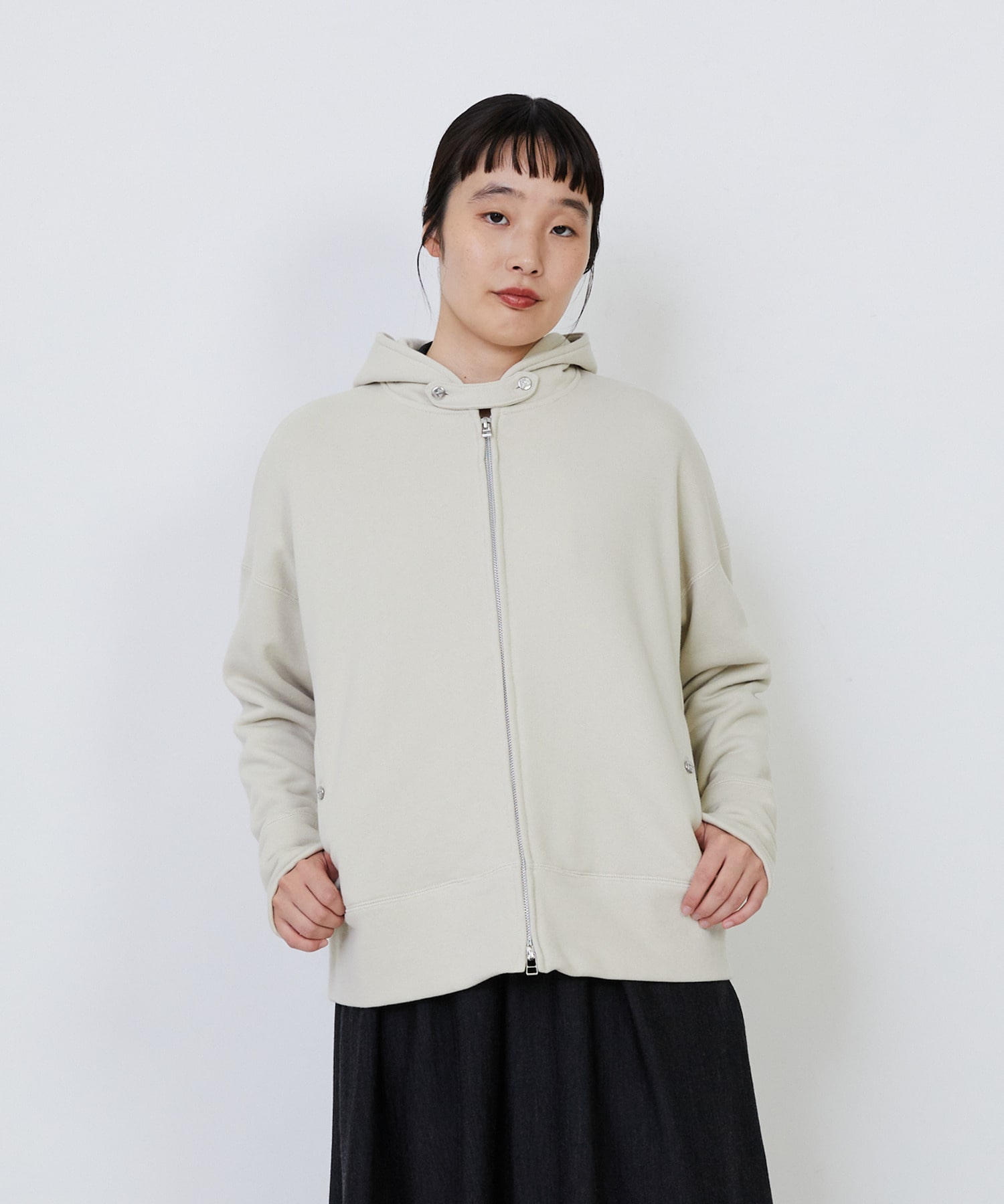 【LOISIR】｜2BUY10%OFF・3BUY20%OFF｜度詰め裏毛ジップフーディ 詳細画像 アイボリー 1