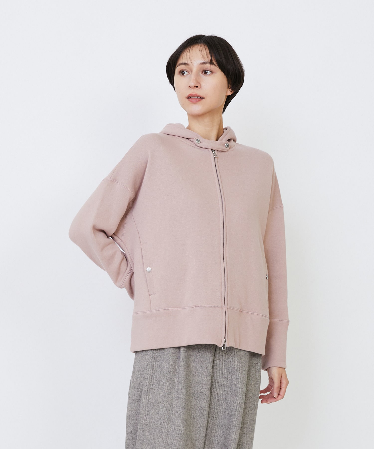 【LOISIR】｜2BUY10%OFF・3BUY20%OFF｜度詰め裏毛ジップフーディ 詳細画像 ピンク 1