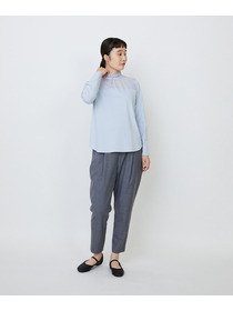 【LOISIR】｜2BUY10%OFF・3BUY20%OFF｜シルクコットンローン×ハイゲージ天竺カットソーブラウス 詳細画像 ブラック 10