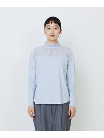 【LOISIR】｜2BUY10%OFF・3BUY20%OFF｜シルクコットンローン×ハイゲージ天竺カットソーブラウス 詳細画像 ブラック 13