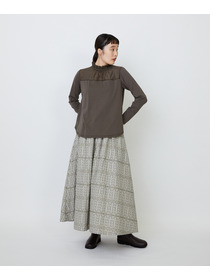 【LOISIR】｜2BUY10%OFF・3BUY20%OFF｜シルクコットンローン×ハイゲージ天竺カットソーブラウス 詳細画像 ブラック 16