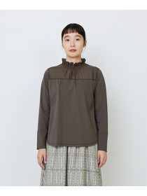 【LOISIR】｜2BUY10%OFF・3BUY20%OFF｜シルクコットンローン×ハイゲージ天竺カットソーブラウス 詳細画像 ブラック 20