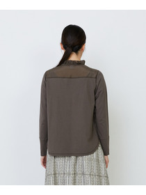 【LOISIR】｜2BUY10%OFF・3BUY20%OFF｜シルクコットンローン×ハイゲージ天竺カットソーブラウス 詳細画像 ブラック 22