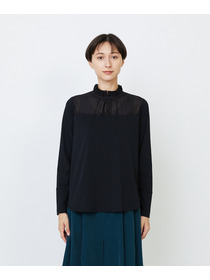 【LOISIR】｜2BUY10%OFF・3BUY20%OFF｜シルクコットンローン×ハイゲージ天竺カットソーブラウス 詳細画像 ブラック 27