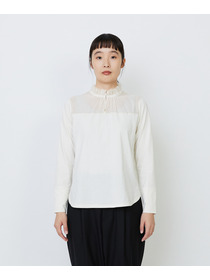 【LOISIR】｜2BUY10%OFF・3BUY20%OFF｜シルクコットンローン×ハイゲージ天竺カットソーブラウス 詳細画像 ブラック 6