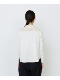 【LOISIR】｜2BUY10%OFF・3BUY20%OFF｜シルクコットンローン×ハイゲージ天竺カットソーブラウス 詳細画像 ブラック 8