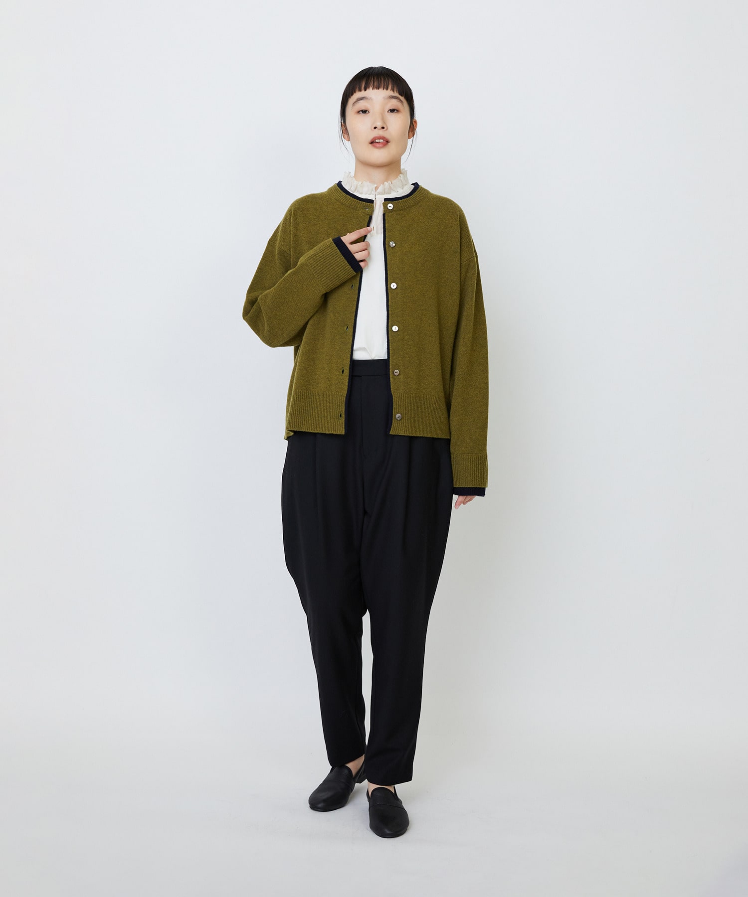 【LOISIR】｜2BUY10%OFF・3BUY20%OFF｜シルクコットンローン×ハイゲージ天竺カットソーブラウス 詳細画像 ブラック 1