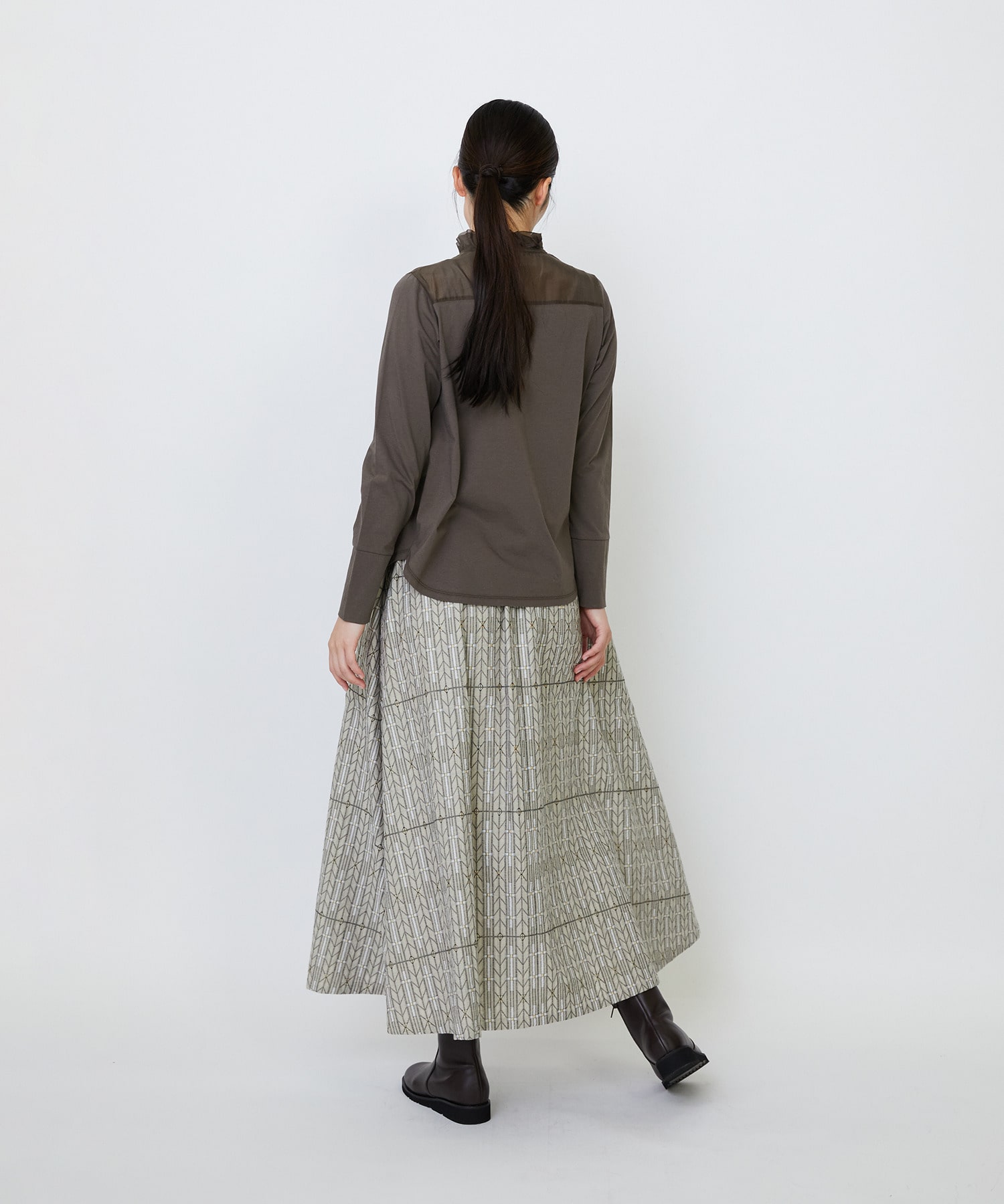 【LOISIR】｜2BUY10%OFF・3BUY20%OFF｜シルクコットンローン×ハイゲージ天竺カットソーブラウス 詳細画像 ブラック 19