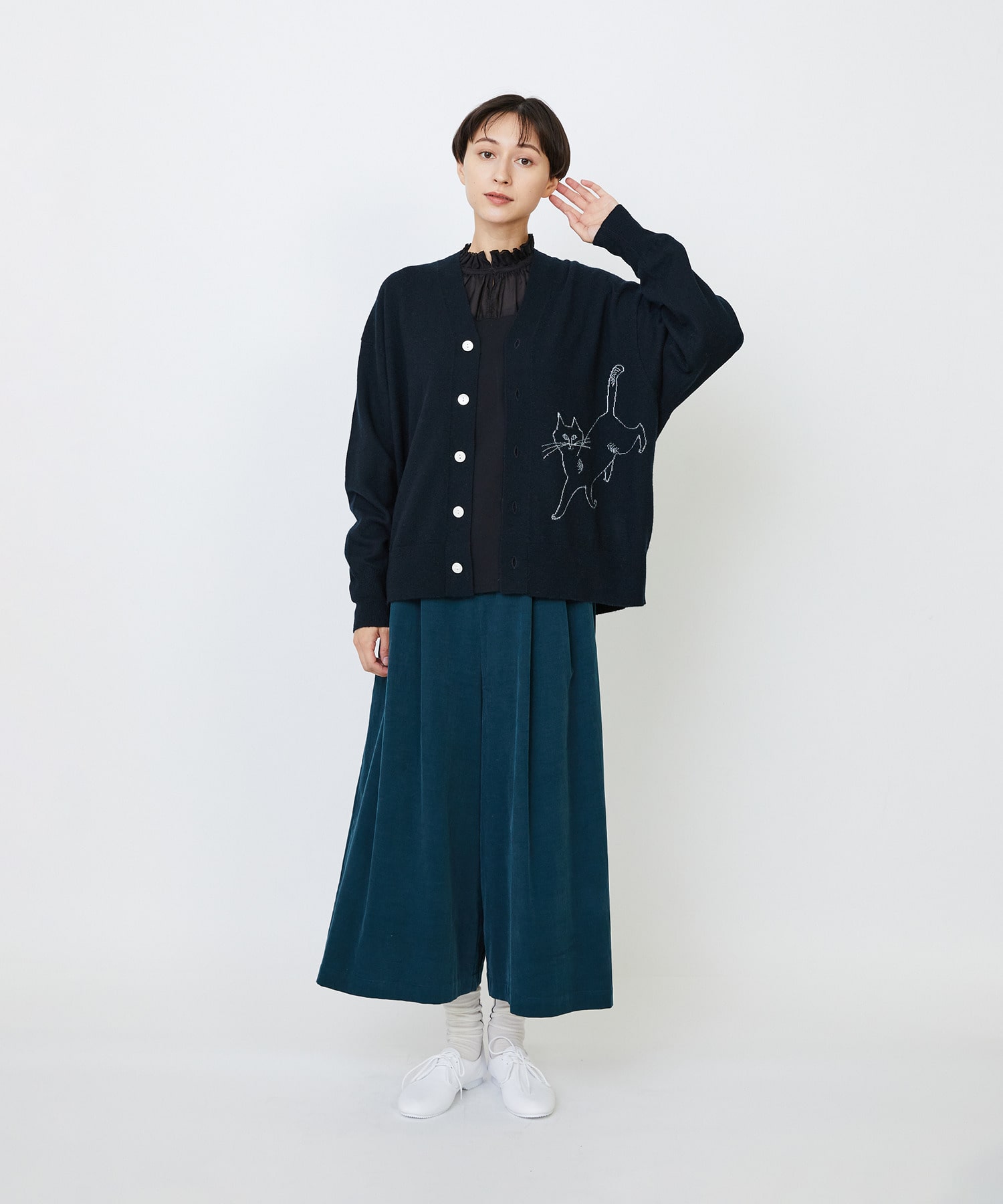 【LOISIR】｜2BUY10%OFF・3BUY20%OFF｜シルクコットンローン×ハイゲージ天竺カットソーブラウス 詳細画像 ブラック 23