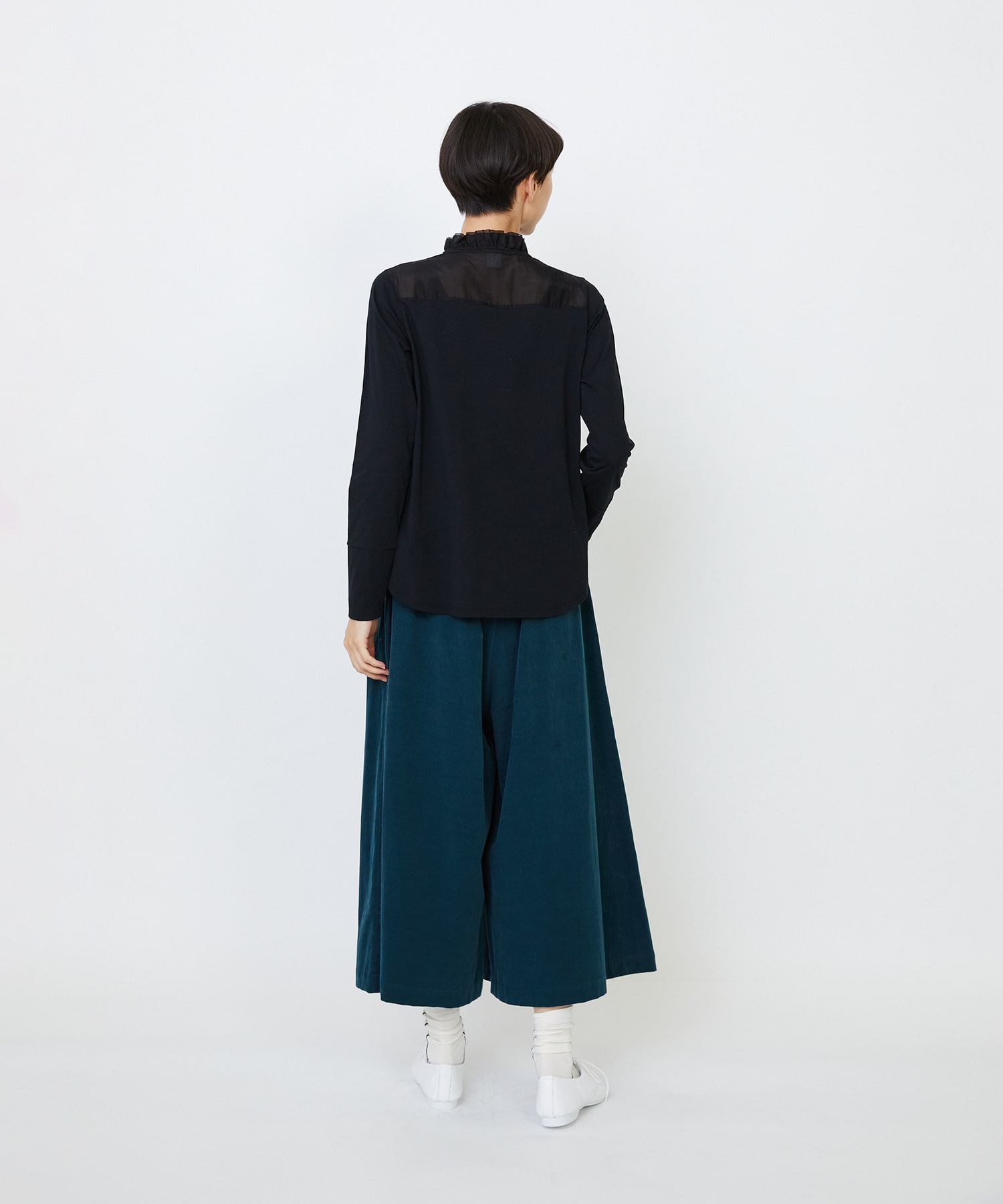 【LOISIR】｜2BUY10%OFF・3BUY20%OFF｜シルクコットンローン×ハイゲージ天竺カットソーブラウス 詳細画像 ブラック 26