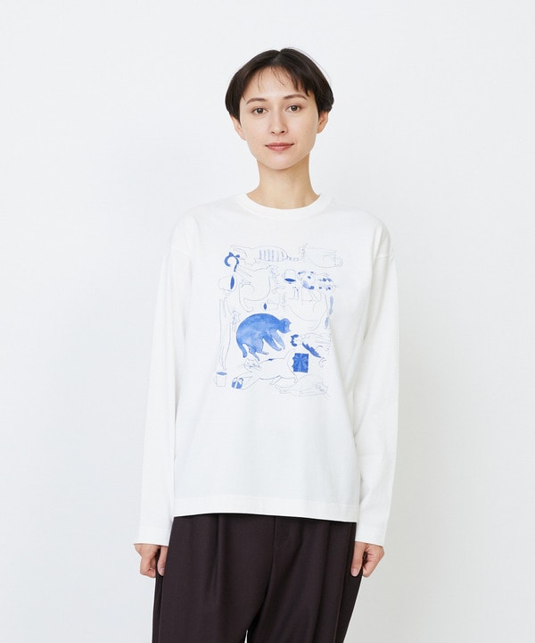 【LOISIR】【EC限定・アーティストコラボ】LOISIR×TORANEKOBONBON CATプリントロングスリーブTシャツ