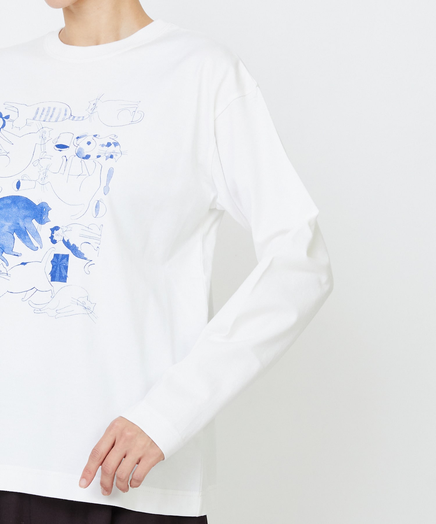 【LOISIR】｜2BUY10%OFF・3BUY20%OFF｜【EC限定・アーティストコラボ】LOISIR×TORANEKOBONBON CATプリントロングスリーブTシャツ 詳細画像 チャコールグレー 27