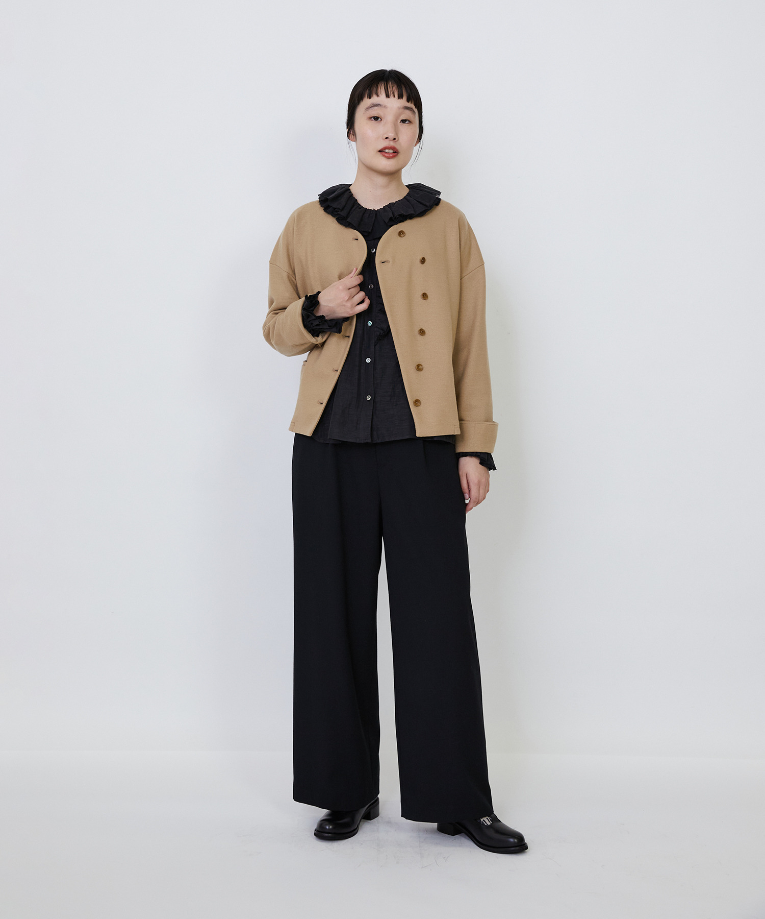 【LOISIR】ウール圧縮スムースジャケット 詳細画像 ネイビー 1