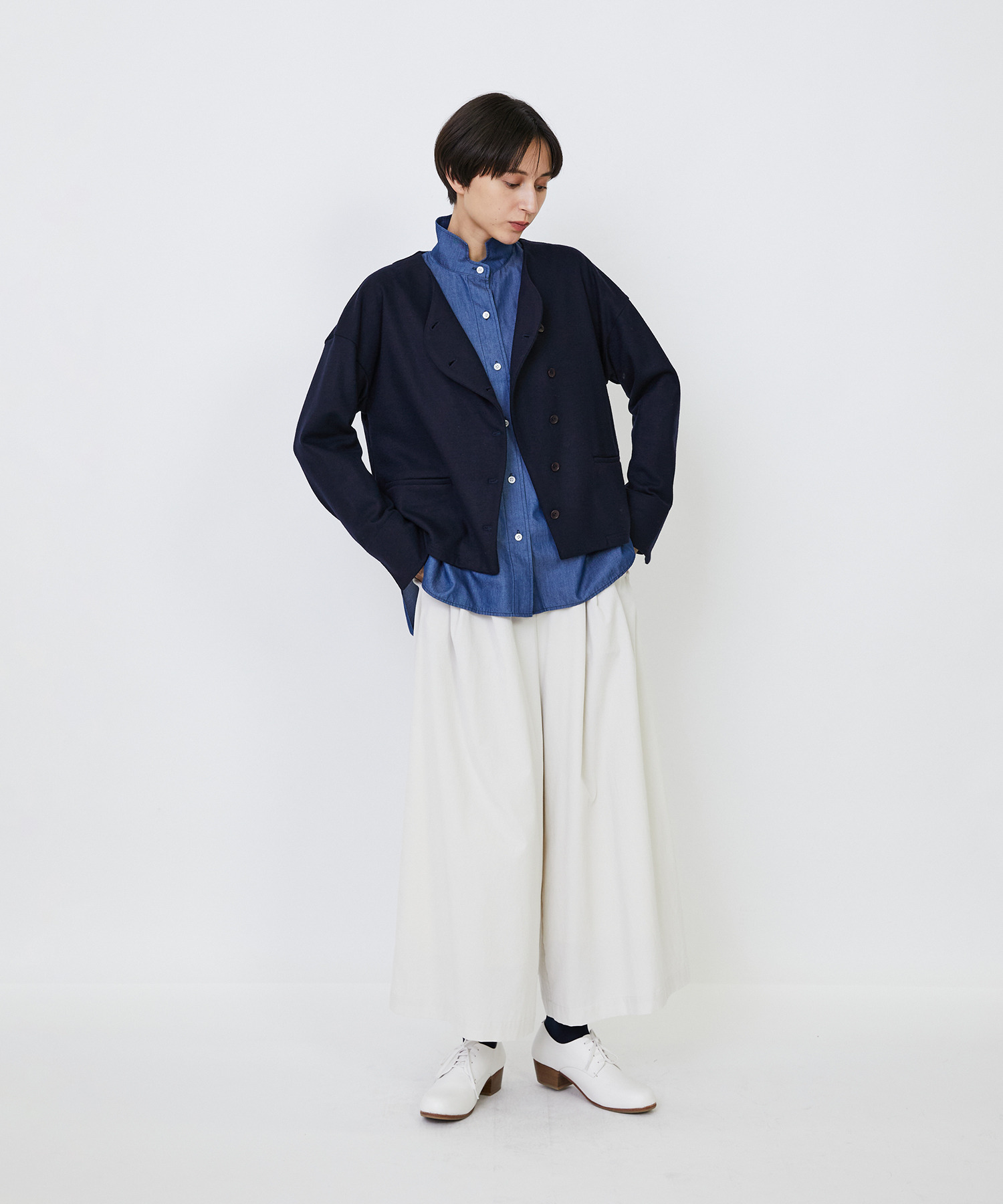【LOISIR】ウール圧縮スムースジャケット 詳細画像 ネイビー 12