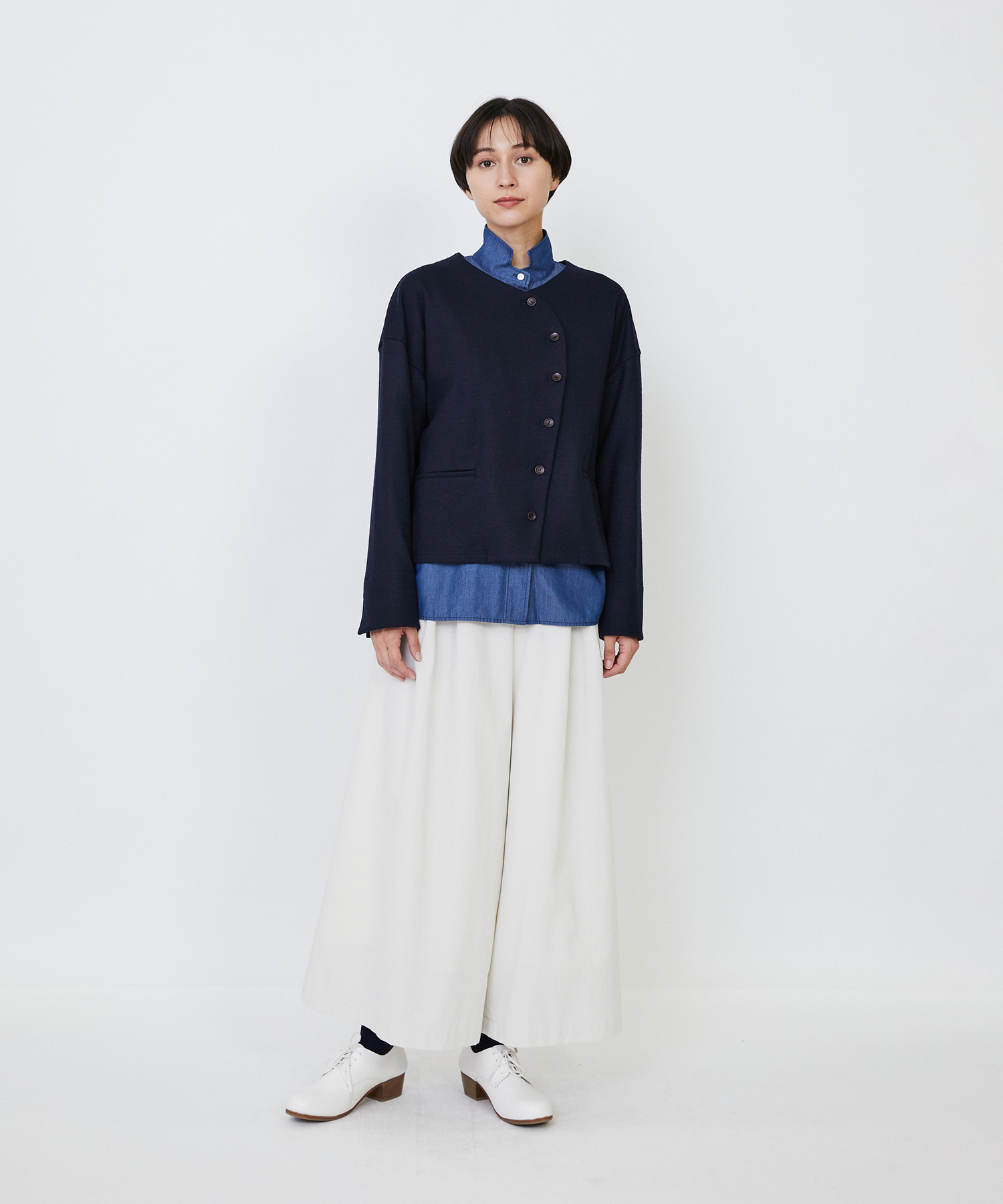 【LOISIR】ウール圧縮スムースジャケット 詳細画像 ネイビー 13