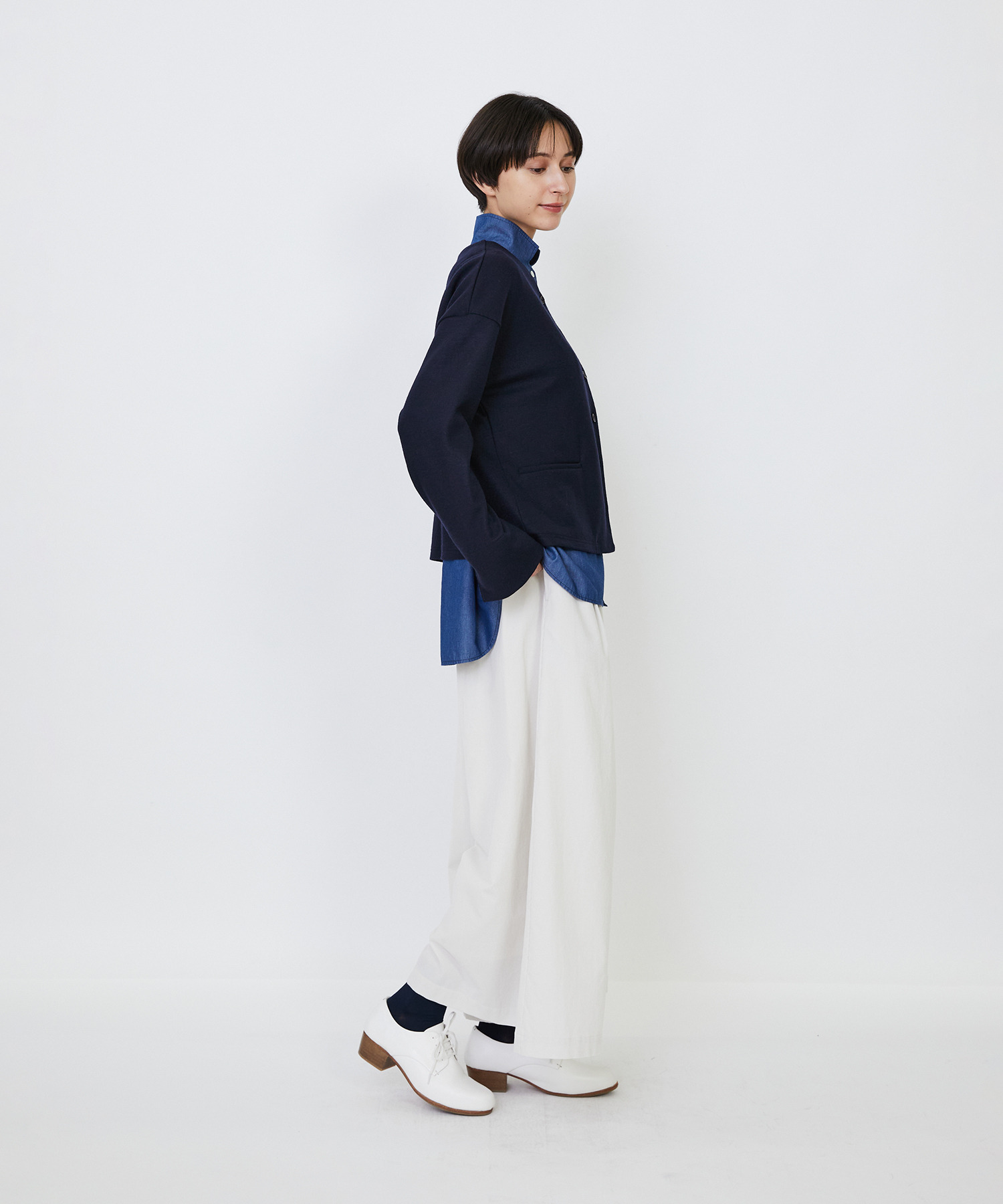 【LOISIR】ウール圧縮スムースジャケット 詳細画像 ネイビー 16