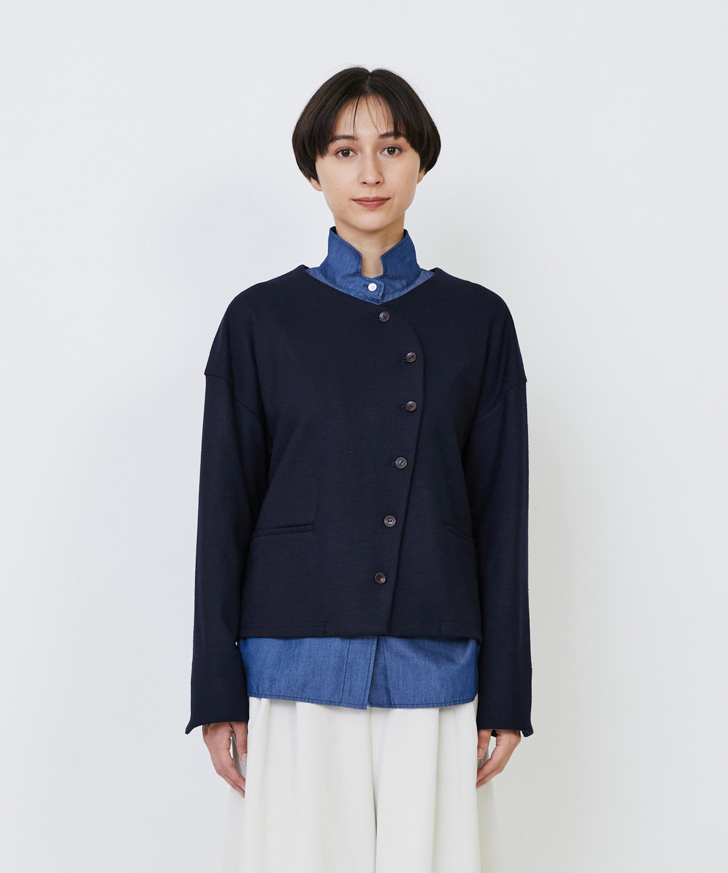 【LOISIR】ウール圧縮スムースジャケット 詳細画像 ネイビー 18